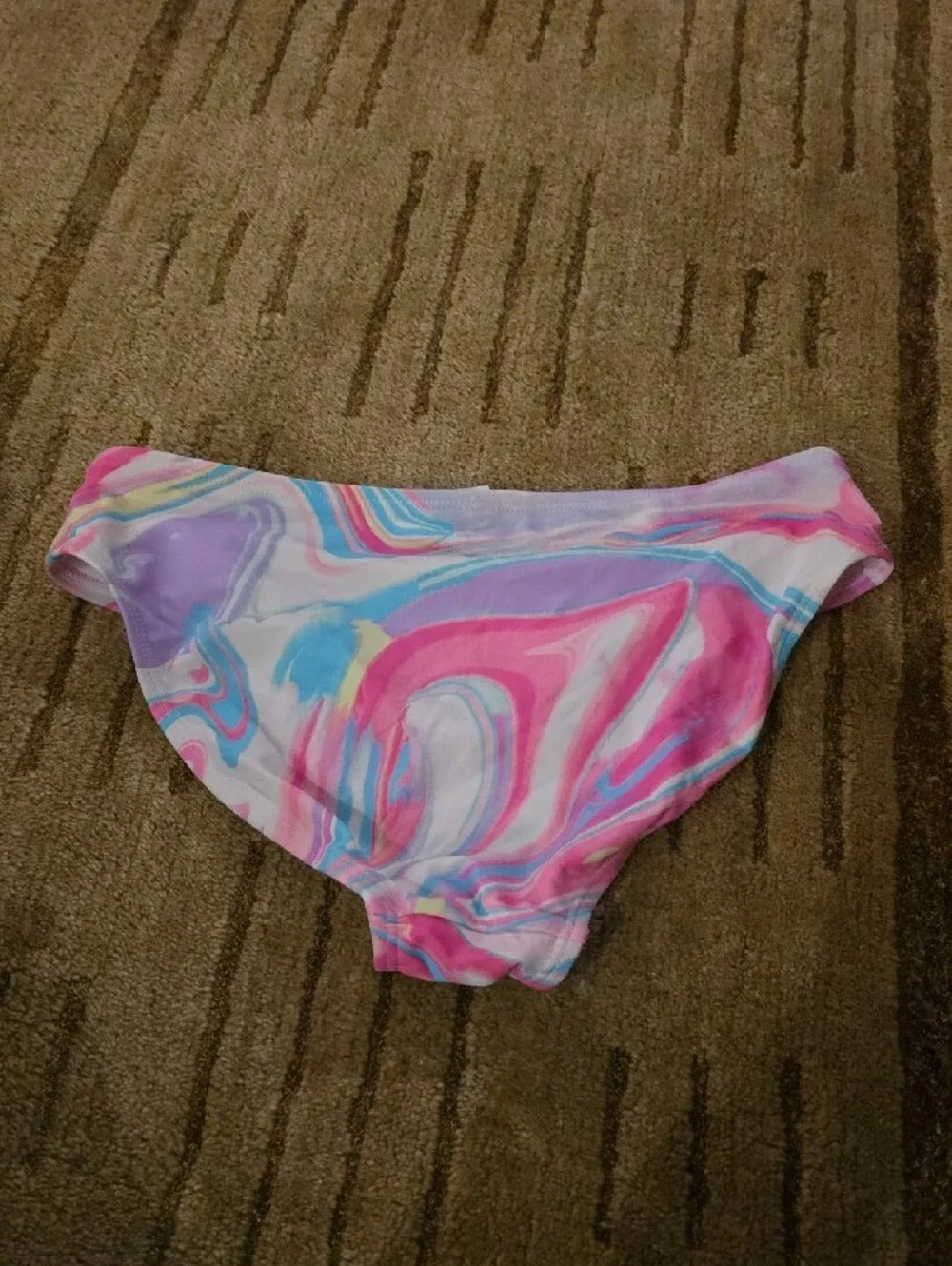 5/25 The Children's Place Pink, Blue & White Marble-Print Bikini Bottom Size 14